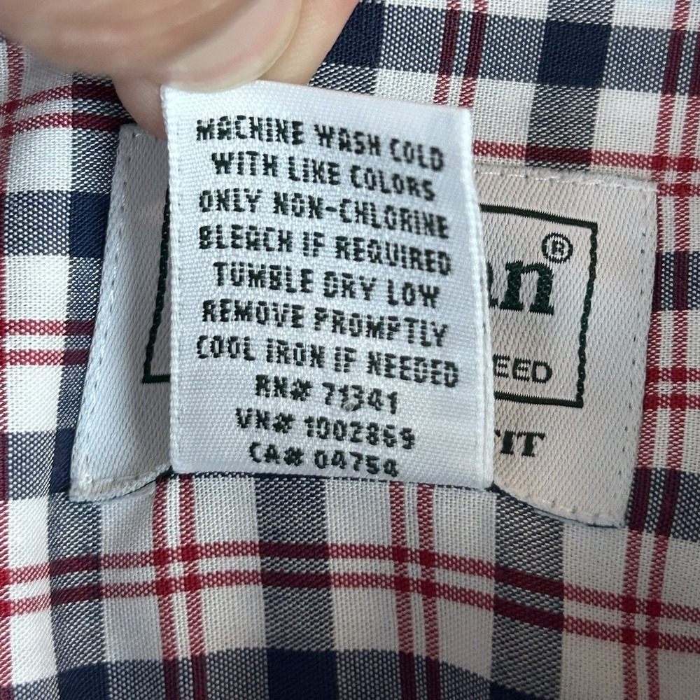 LL BEAN Traditional Fit Red Wht Blue Plaid Long Sleeve Button Men's Shirt Large - Picture 11 of 15